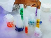 Colorful Liquids in Laboratory Glasswares