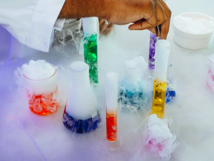 Colorful Liquids In Laboratory Glasswares