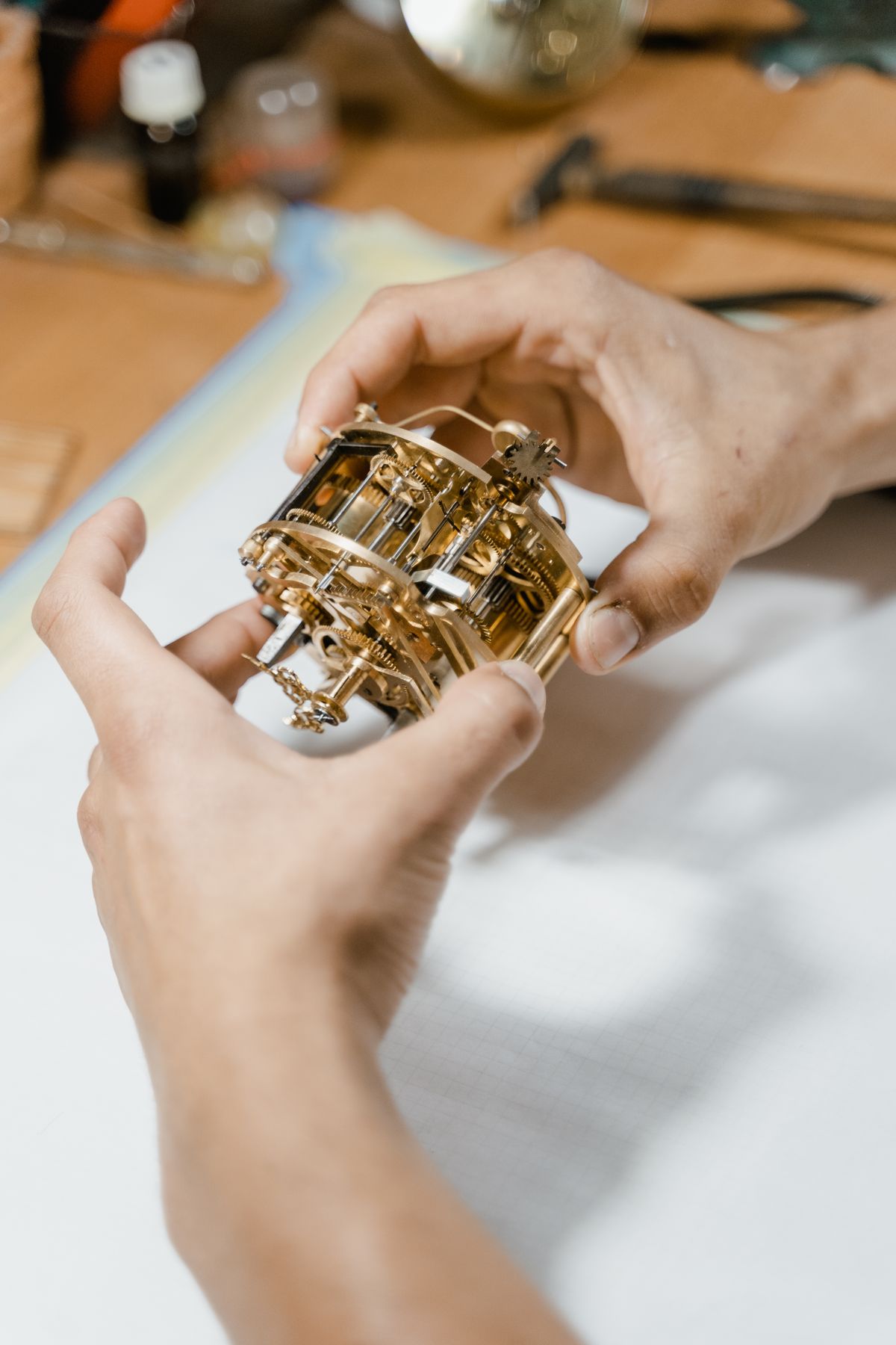Mechanical watch movement gears at Saltzman's Watches, Rhode Island
