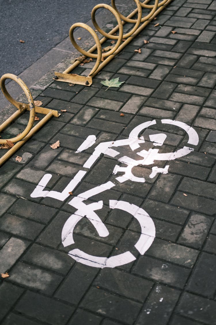 Bike Sign On Concrete Floor