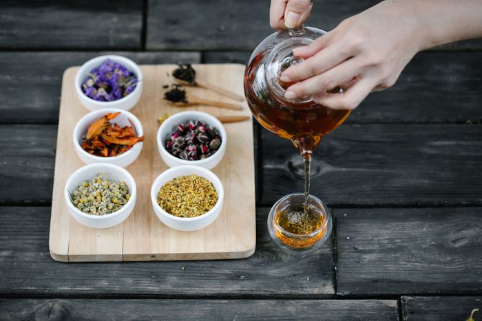 Freshly brewed herbal tea