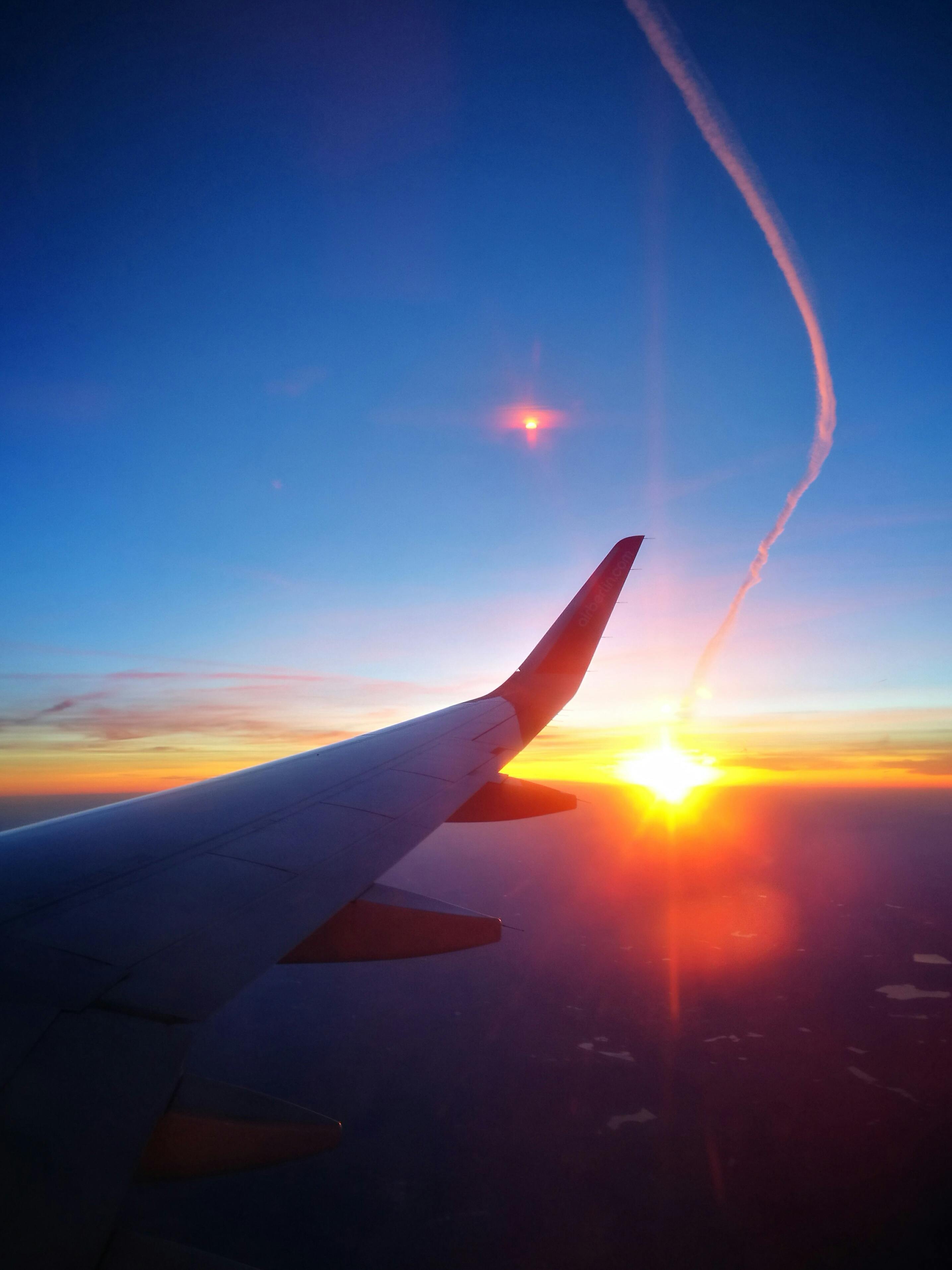 Free stock photo of airplane, sunset