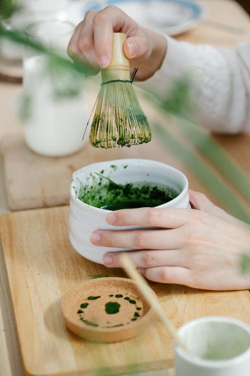 Free Close-up of Person Making Matcha Stock Photo