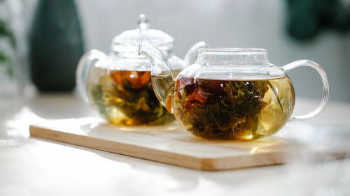 Free Clsoe-up of Tea in Glass Teapots Stock Photo
