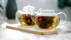 Clsoe-up of Tea in Glass Teapots