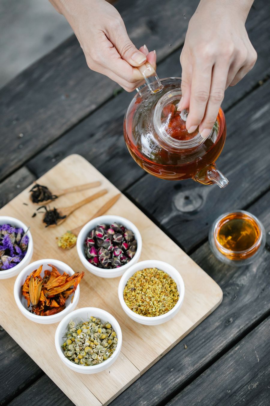 Assorted herbs prepared for herbal use