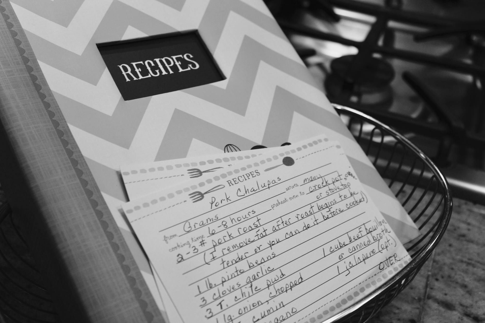 https://www.pexels.com/photo/white-and-gray-chevron-print-recipes-book-833109/