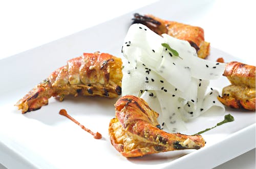 Cooked Shrimp on White Ceramic Plate