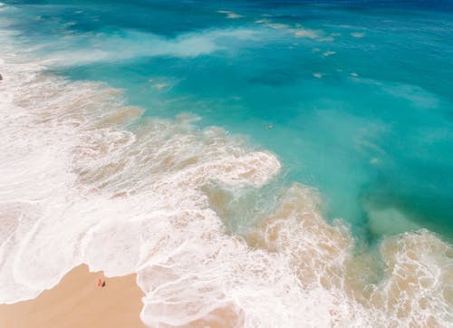 Turquoise Water and Sea Waves on Shoreline