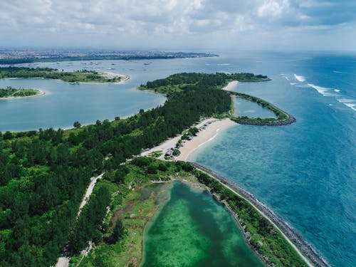 Imagine de stoc gratuită din apă albastră, copaci verzi, fotografie aeriană