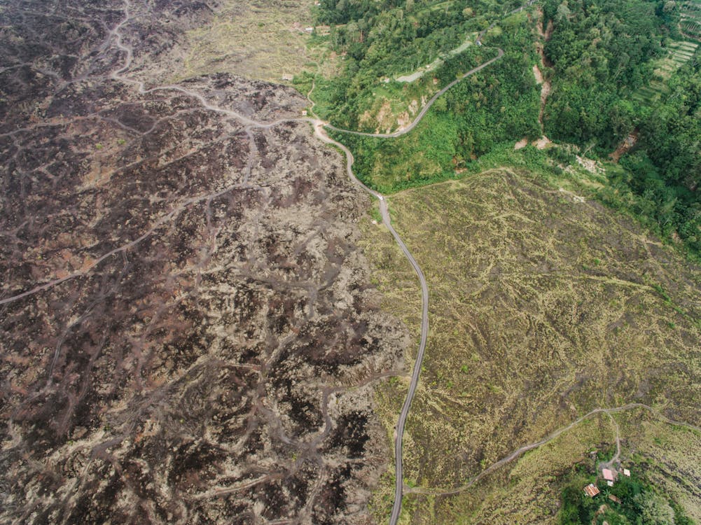 Aerial View of Country Roads on Penida Island