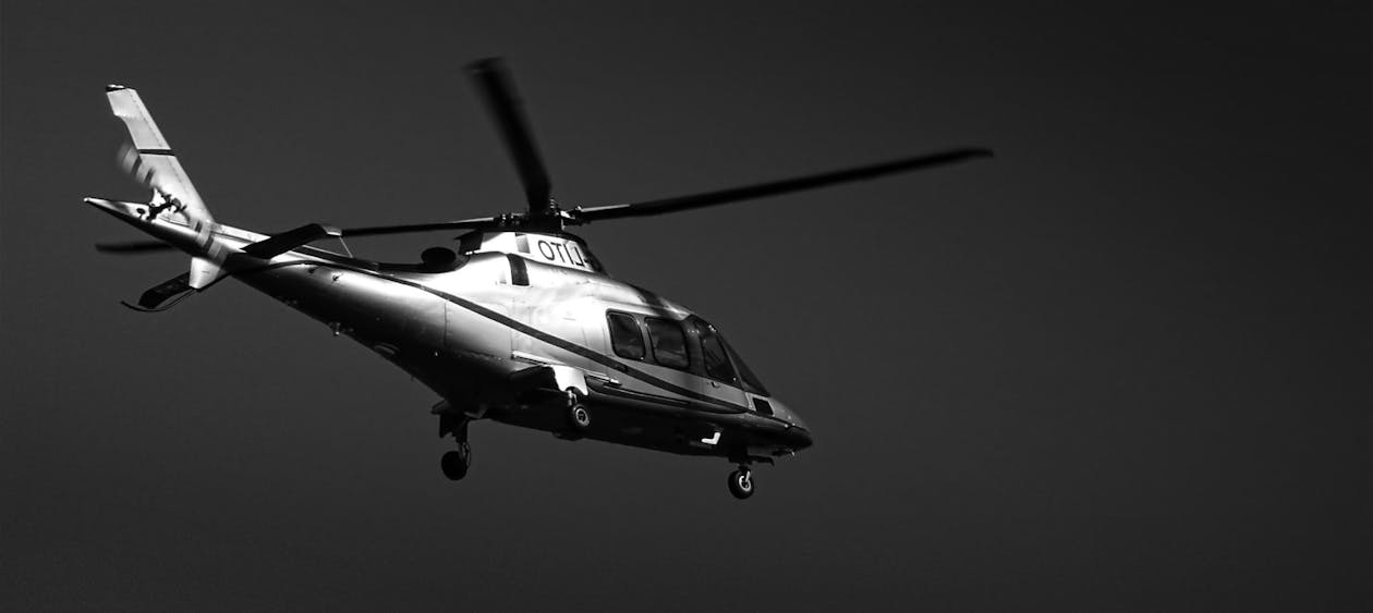 Monochrome Photography of Helicopter