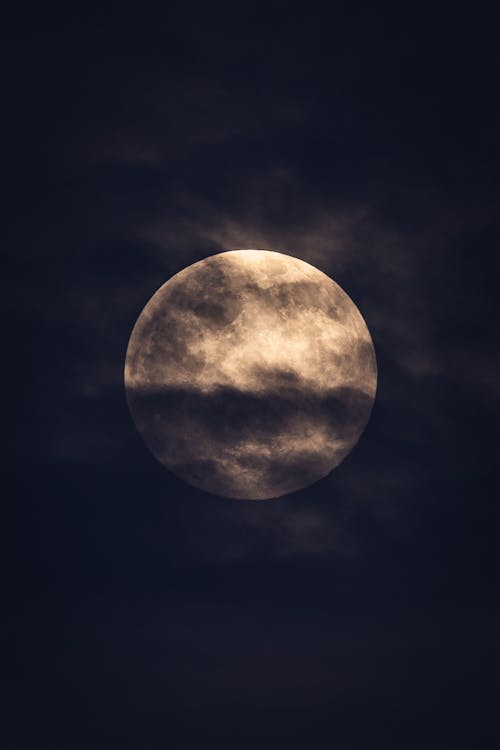 Bright Full Moon on Dark Sky