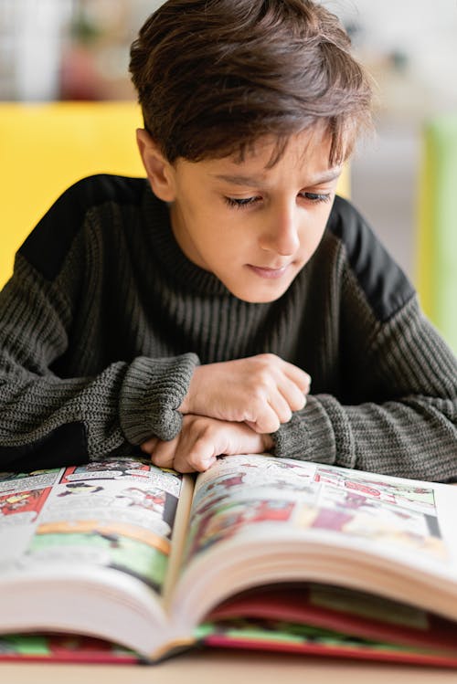 Photo of a Boy Reading