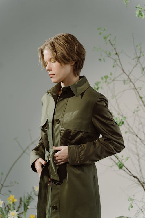 Woman wearing Green Trench Coat · Free Stock Photo