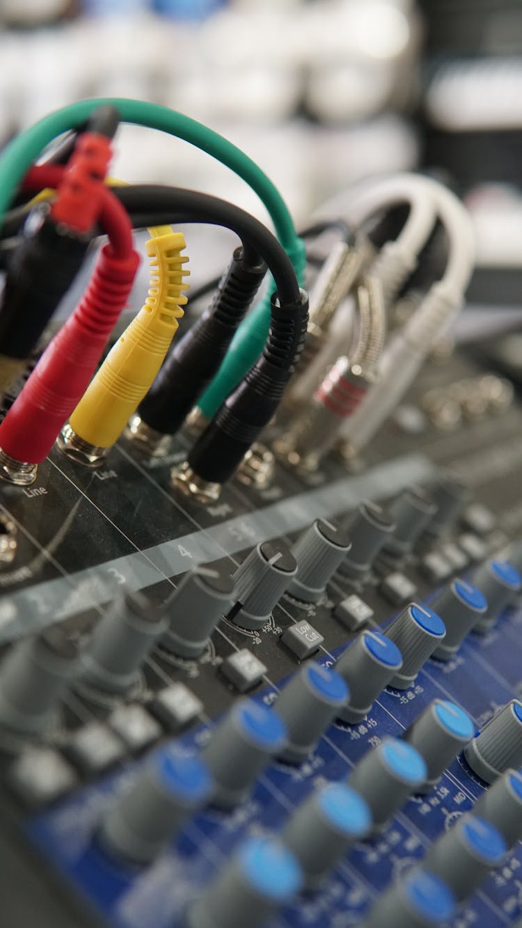 Colorful Jacks In An Audio Equipment