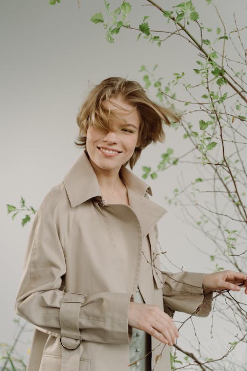 A Woman Wearing Trench Coat