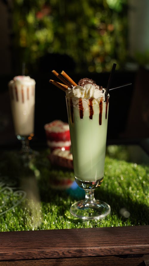 Free A Milkshake on a Glass Table Stock Photo
