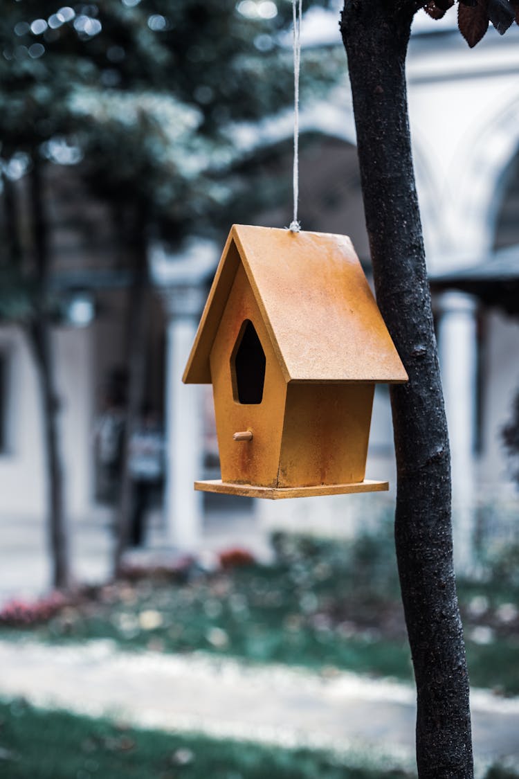 Brown Wooden Birdhouse Hanging