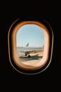 Airplane Window View of Airplane Wing