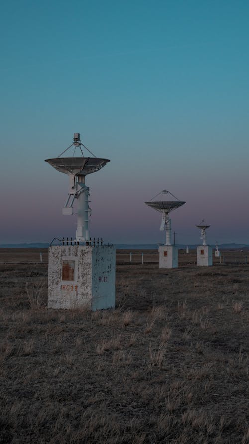 Satellite Ground Stations at Sunset 