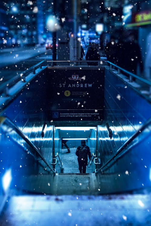 Free stock photo of snowing, subway, subway station