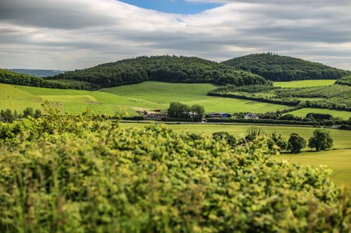 Free Lush green rolling hills of Dunamaise, Ireland under a cloudy sky. Stock Photo