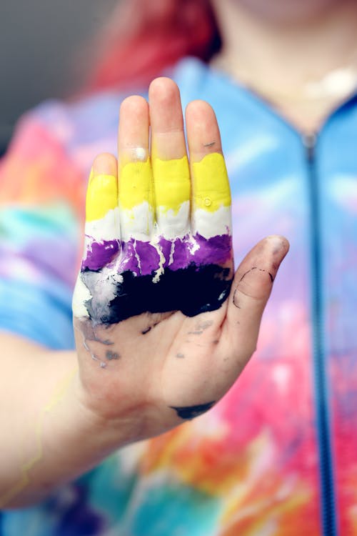 Person's Hand Covered With Paint 