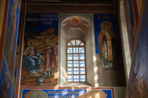 Free Stunning fresco detailing religious themes inside an old church. Stock Photo