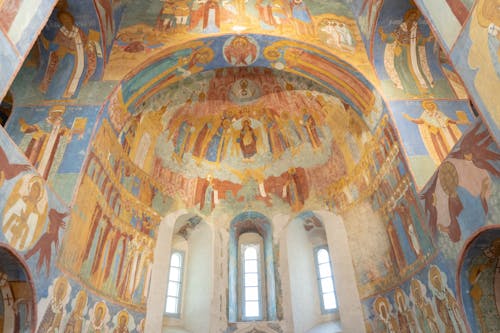 Free Religious Paintings on Inside the Churches Walls Stock Photo