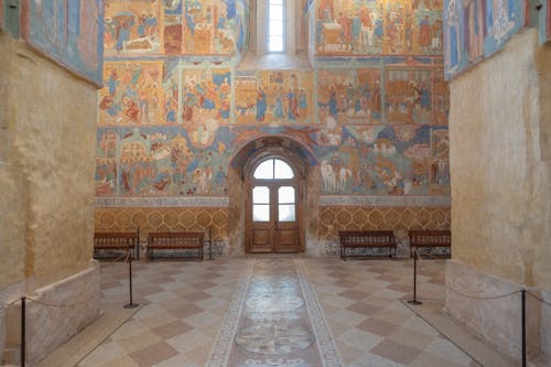 Frescoes on a Wall inside a Church