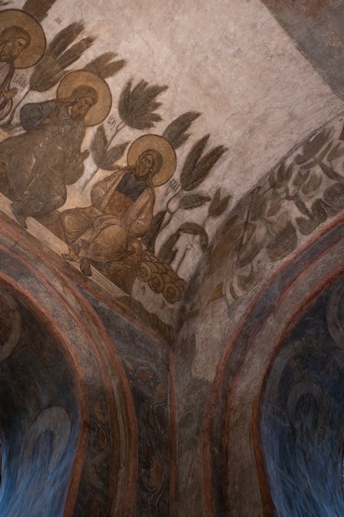 Fresco Depicting Saints Painted on Ceiling