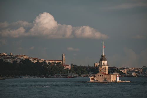 Free View of Maiden's Tower at Dusk Stock Photo