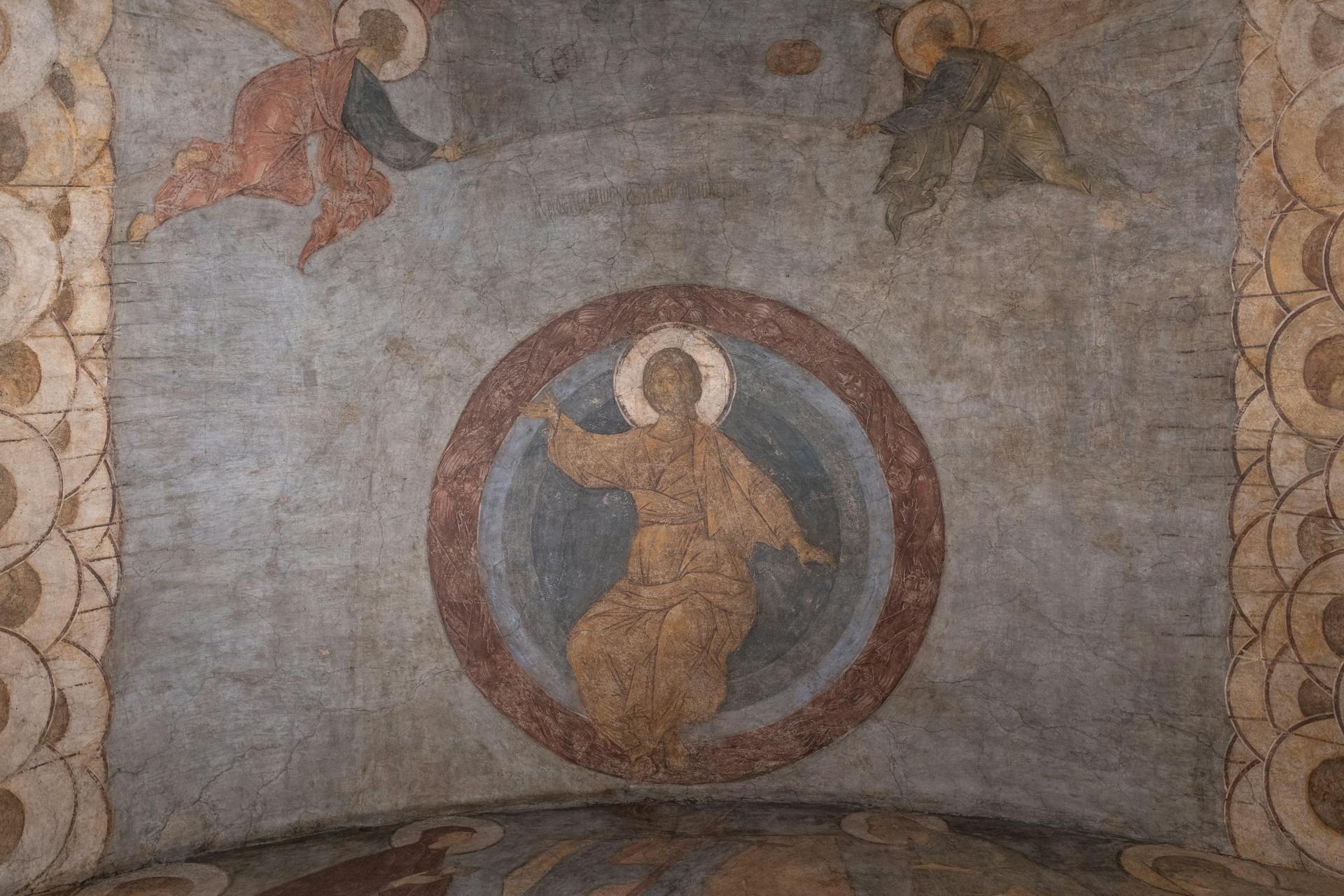 Fresco Depicting Saint on Ceiling