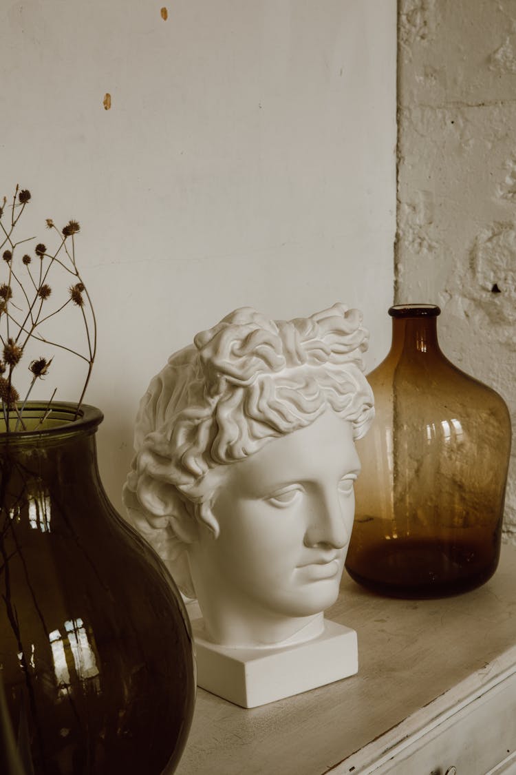 Close-up Of A Statue Of Apollo's Head