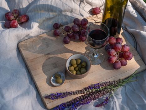 Grapes Beside Wine Glass