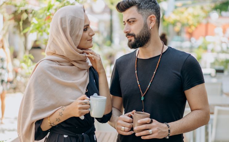 person using dating app on smartphone