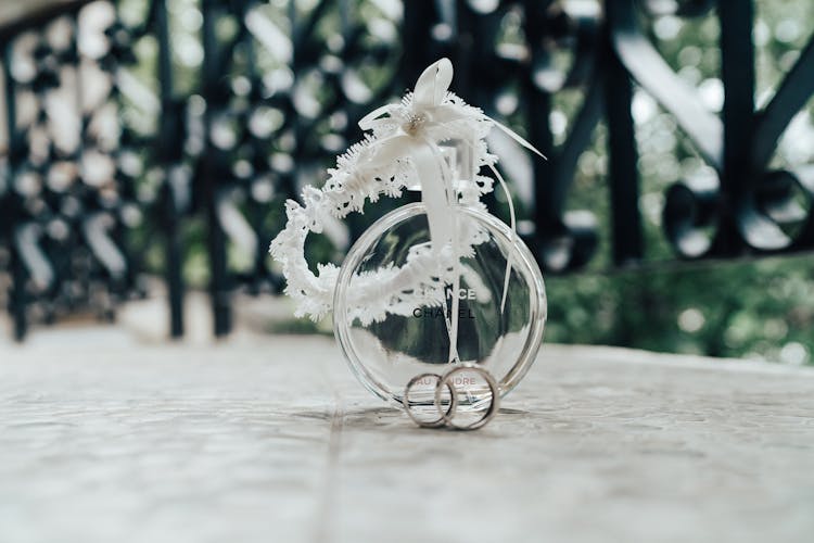 Wreath With Ribbon, Glass Ball And Rings