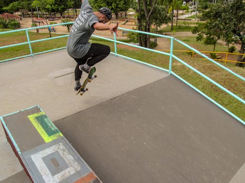 A Man Skating at a Skate Park