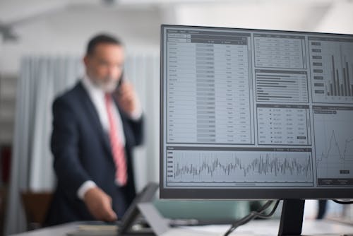 Stock Market Data Display On Computer Monitor