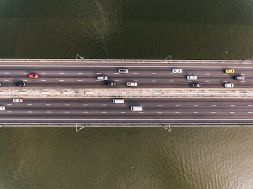 Aerial View of Cars on Road