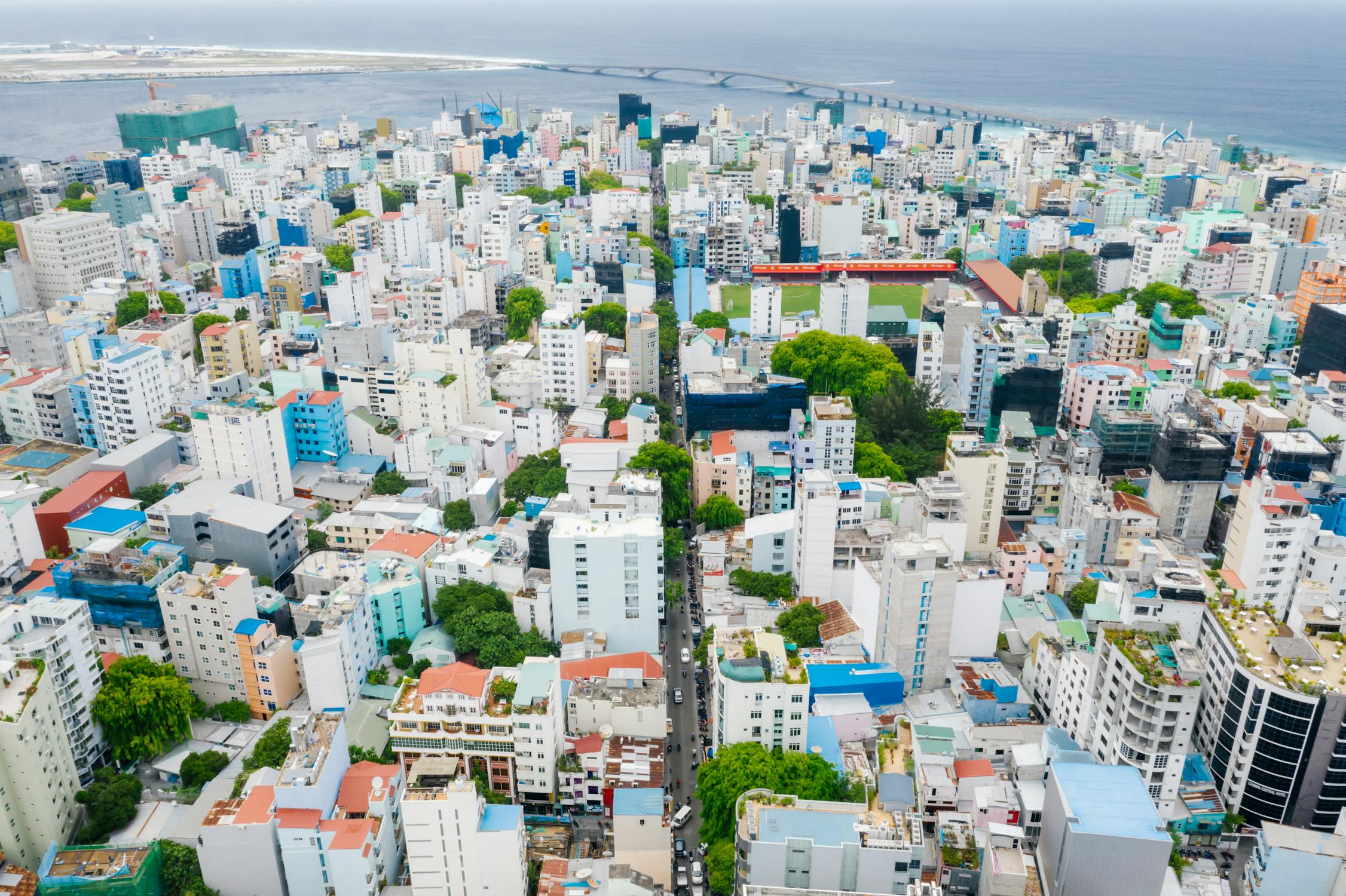 Aerial View of City Buildings high flood risk cities