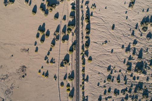 Aerial View of the Road in the Desert