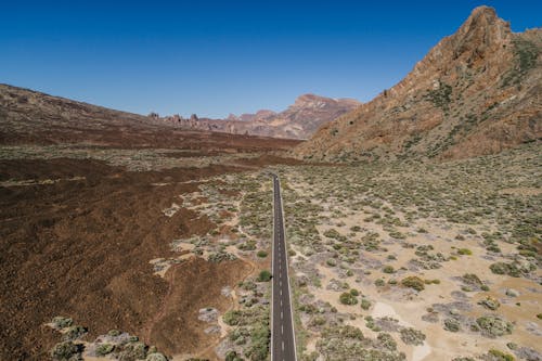 Drone Shot of a Road  Near a Desert