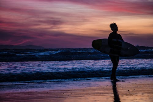 Free stock photo of beach, sunset, surfing