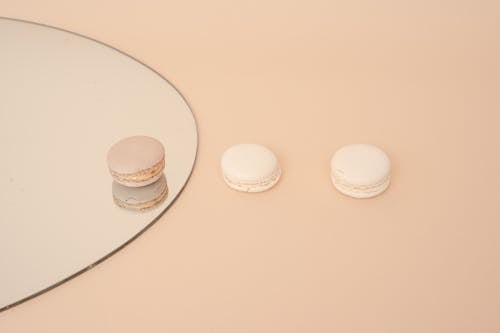 Three French Macarons on the Mirror