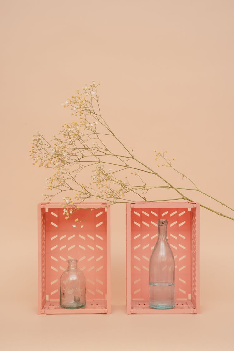 Glass Bottles Inside The Foldable Storage Crates