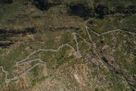Aerial View of Serpentine Road on Mountain