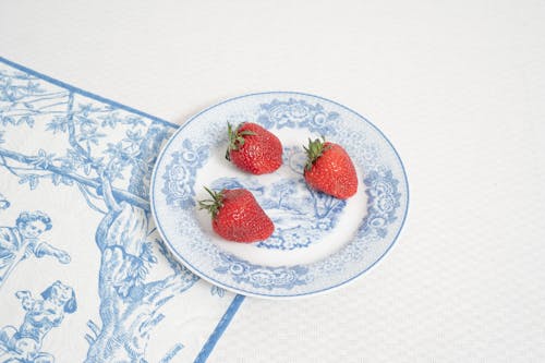 Free Red Strawberries on a Saucer Stock Photo