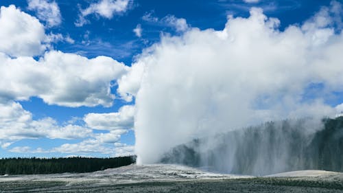 Old Faithful Seen in the Upper Geyser Basin at Yellowstone National Park in Wyoming